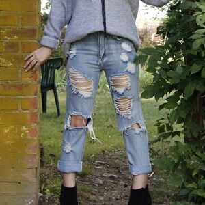 Free People We the Free Oversized Destroyed Jeans Size 25